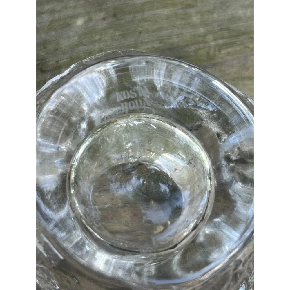 Glass Candle Holder Kosta Boda Snowball Style Crystal Clear Votive Heavy Decor